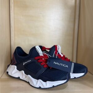Nautica Boy’s Navy Blue and Crimson Athletic Shoes size 2